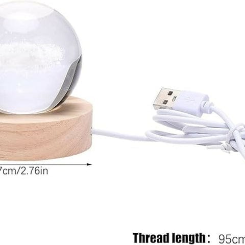 3D Crystal Ganesh Night Lamp with Wooden Base, USB Powered Decorative Light